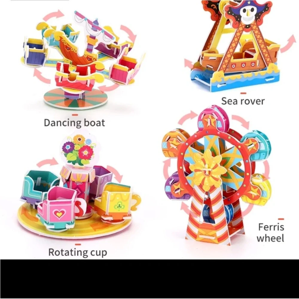 3 pack 3D puzzle craft amusement park fine motor skills building 5 6 7 8 9 +